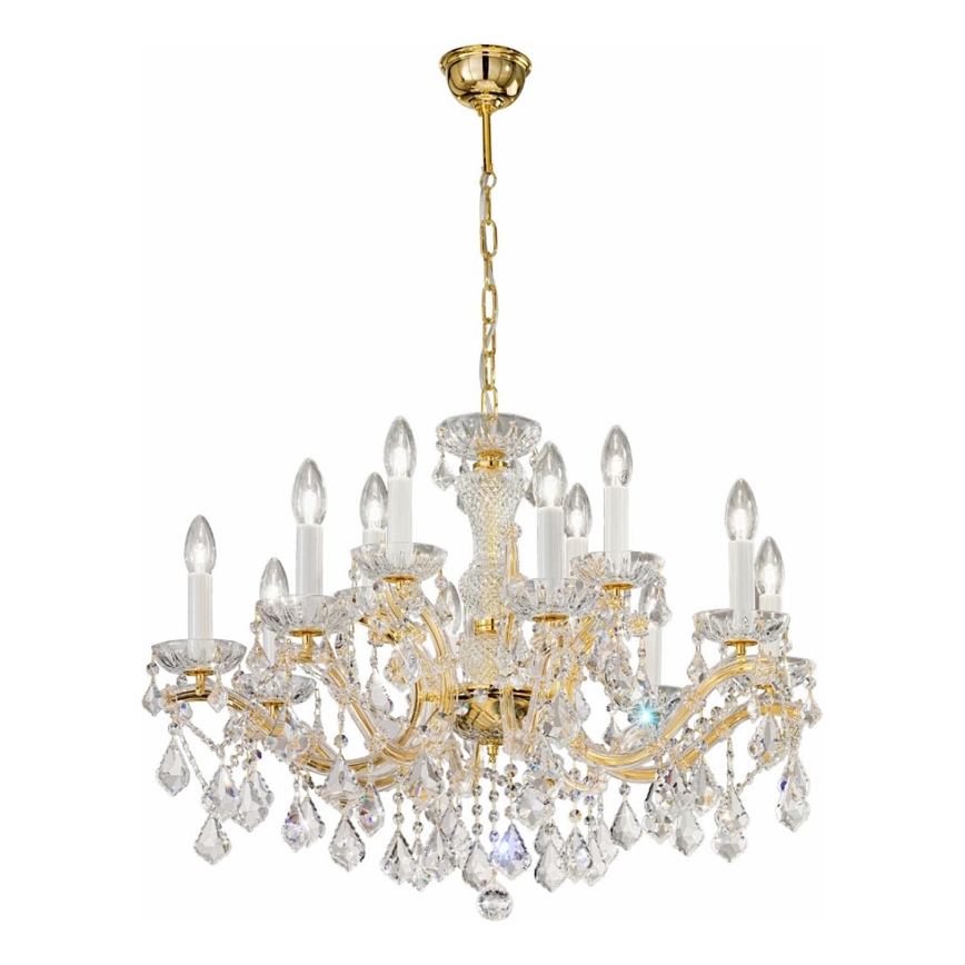 Kolarz 3149.88+4.3.KoT - Ljuskrona i kristal med kedja MARIA LOUISE 12xE14/40W/230V 24K guld