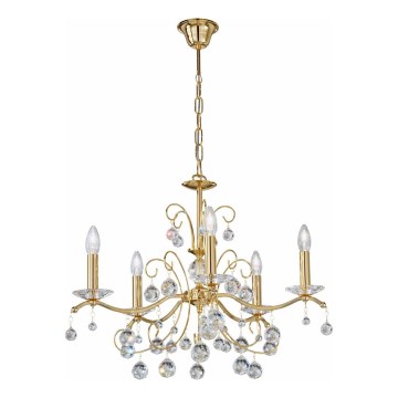 Kolarz 3234.85.3.KoT - Ljuskrona i kristal med kedja CARMEN 5xE14/60W/230V 24K guld