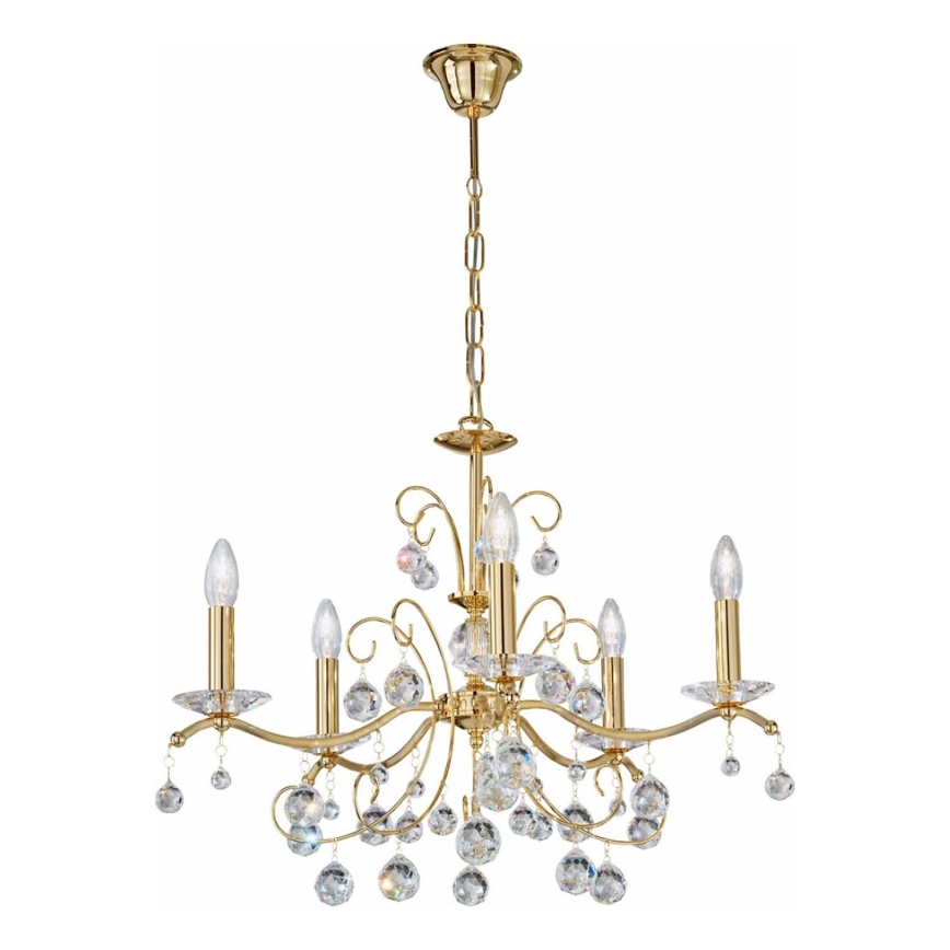 Kolarz 3234.85.3.KoT - Ljuskrona i kristal med kedja CARMEN 5xE14/60W/230V 24K guld