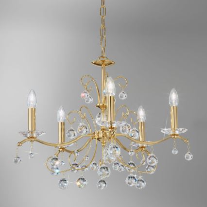Kolarz 3234.85.3.KoT - Ljuskrona i kristal med kedja CARMEN 5xE14/60W/230V 24K guld