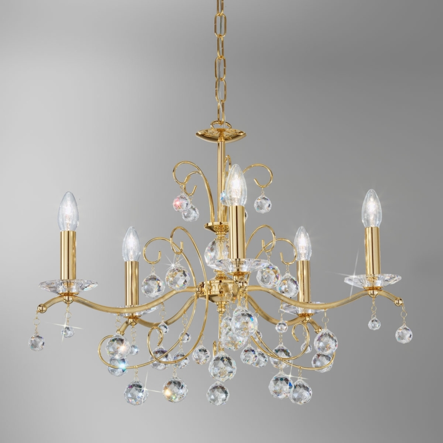 Kolarz 3234.85.3.KoT - Ljuskrona i kristal med kedja CARMEN 5xE14/60W/230V 24K guld