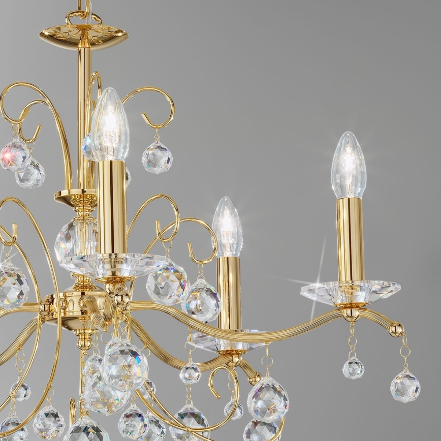 Kolarz 3234.85.3.KoT - Ljuskrona i kristal med kedja CARMEN 5xE14/60W/230V 24K guld