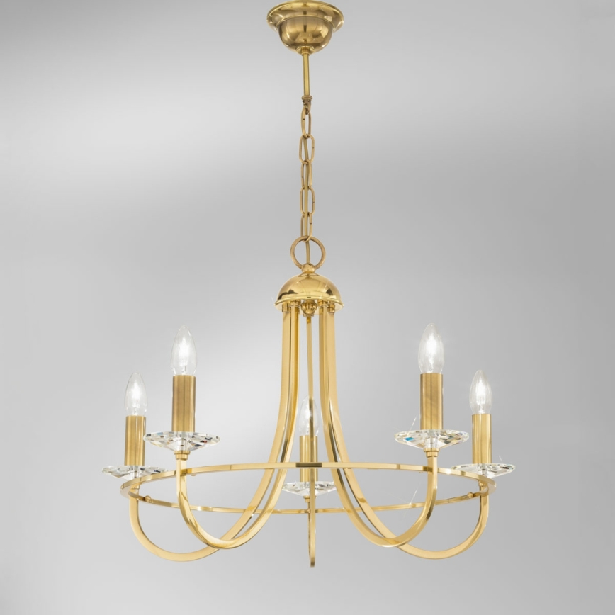 Kolarz 330.85.8C - Ljuskrona i kristal med kedja IMPERIAL 5xE14/60W/230V guld