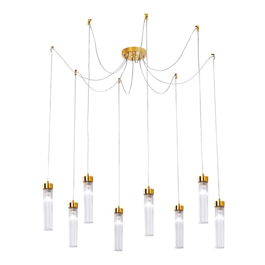 Kolarz 6009.30830 - Ljuskrona med textilsladd RAGGIO 8xE14/25W/230V spindel 24K guld