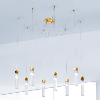 Kolarz 6009.30830 - Ljuskrona med textilsladd RAGGIO 8xE14/25W/230V spindel 24K guld