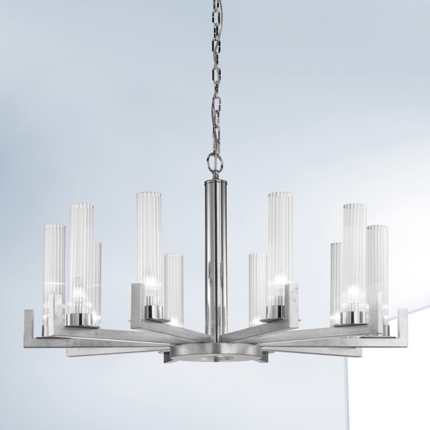 Kolarz 6009.81050 - Ljuskrona med kedja RAGGIO 10xE14/25W/230V silver