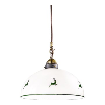 Kolarz 731.30.101 - Ljuskrona med textilsladd NONNA 1xE27/75W/230V diameter 30 cm hjort grön
