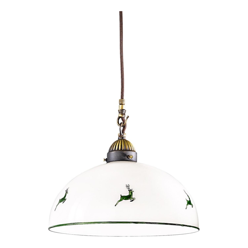 Kolarz 731.30.101 - Ljuskrona med textilsladd NONNA 1xE27/75W/230V diameter 30 cm hjort grön