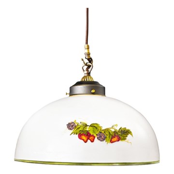 Kolarz 731.30.121 - Ljuskrona med textilsladd NONNA 1xE27/75W/230V diameter 20 cm vindruvor/jordgubbar