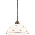 Kolarz 731.30.171 - Pendellampa på vajer NONNA 1xE27/75W/230V Ø 30 cm, blommönster, roséguld