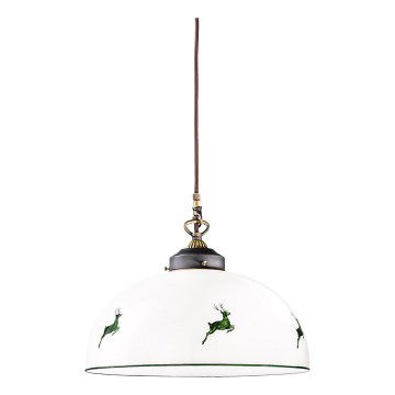 Kolarz 731.32.102 - Ljuskrona med textilsladd NONNA 1xE27/75W/230V diameter 36 cm hjort grön