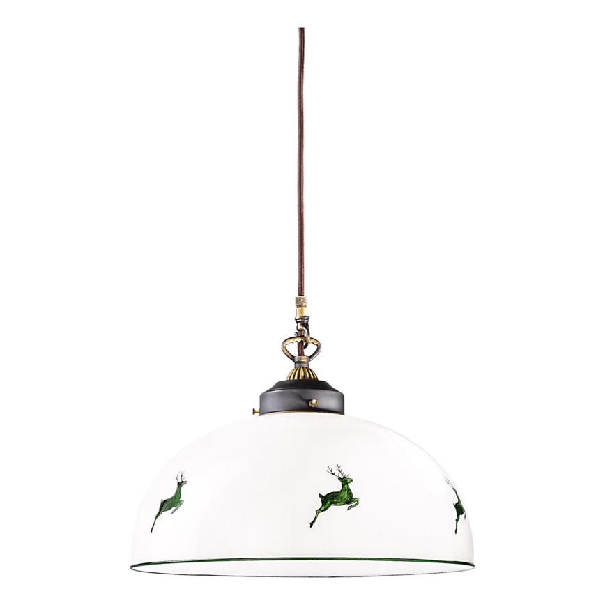 Kolarz 731.32.102 - Ljuskrona med textilsladd NONNA 1xE27/75W/230V diameter 36 cm hjort grön