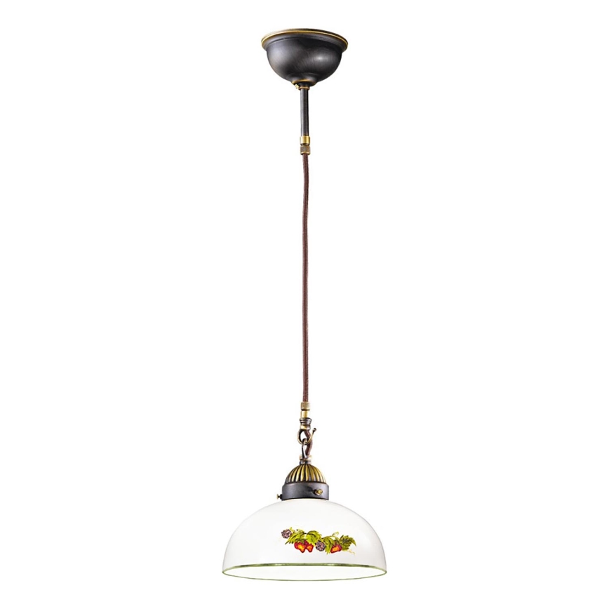 Kolarz 731.32.139 - Ljuskrona med textilsladd NONNA 1xE27/75W/230V diameter 36 cm vindruvor/jordgubbar