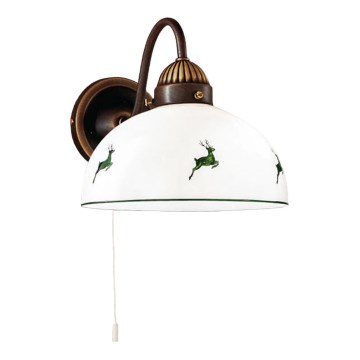 Kolarz 731.61.100 - Vägglampa NONNA 1xE27/75W/230V brun/hjort grön