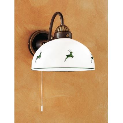 Kolarz 731.61.100 - Vägglampa NONNA 1xE27/75W/230V brun/hjort grön
