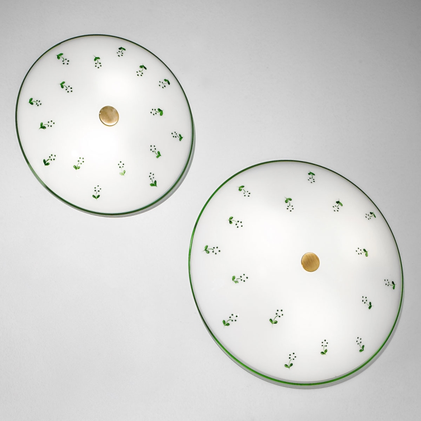 Kolarz 731.U13.4.21-Taklampa NONNA 3xE27/60W/230V diameter 42 cm grön/mässing
