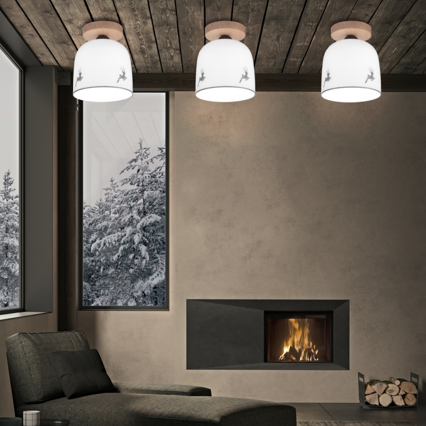 Kolarz A1352.11.Gr.100 - Fäst ljuskrona NONNA 1xE27/60W/230V hjort ek/vit/grå