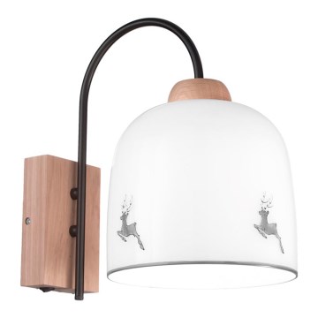 Kolarz A1352.61.Gr.100 - Vägglampa NONNA 1xE27/60W/230V hjort ek/vit/grå