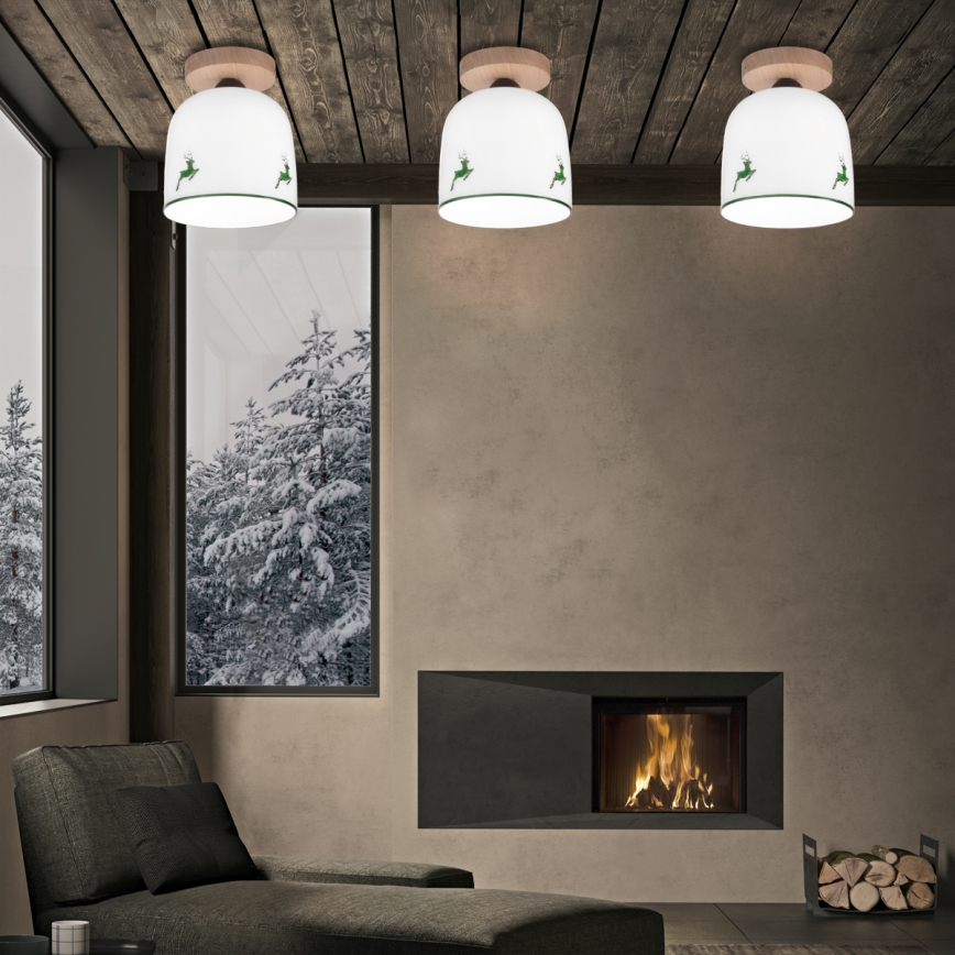 Kolarz A1352.11.G.100 - Fäst ljuskrona NONNA 1xE27/60W/230V hjort ek/vit/grön