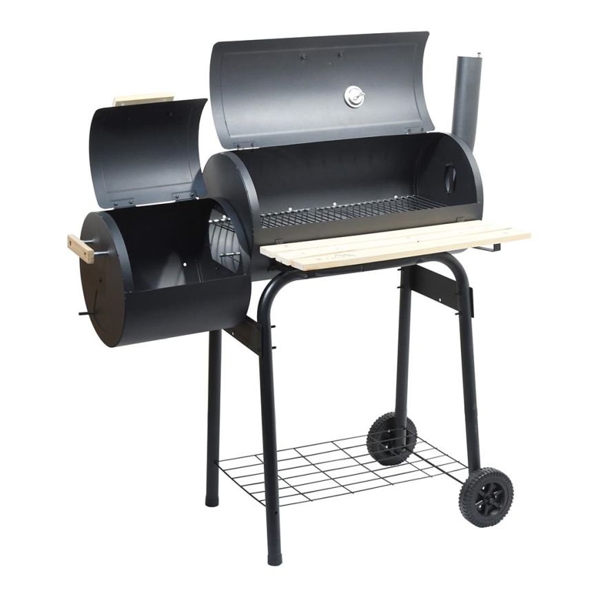 Kolgrill med rökhus svart/trä