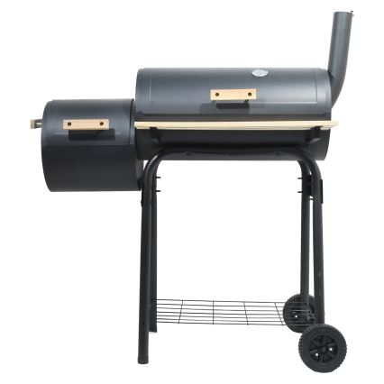 Kolgrill med rökhus svart/trä