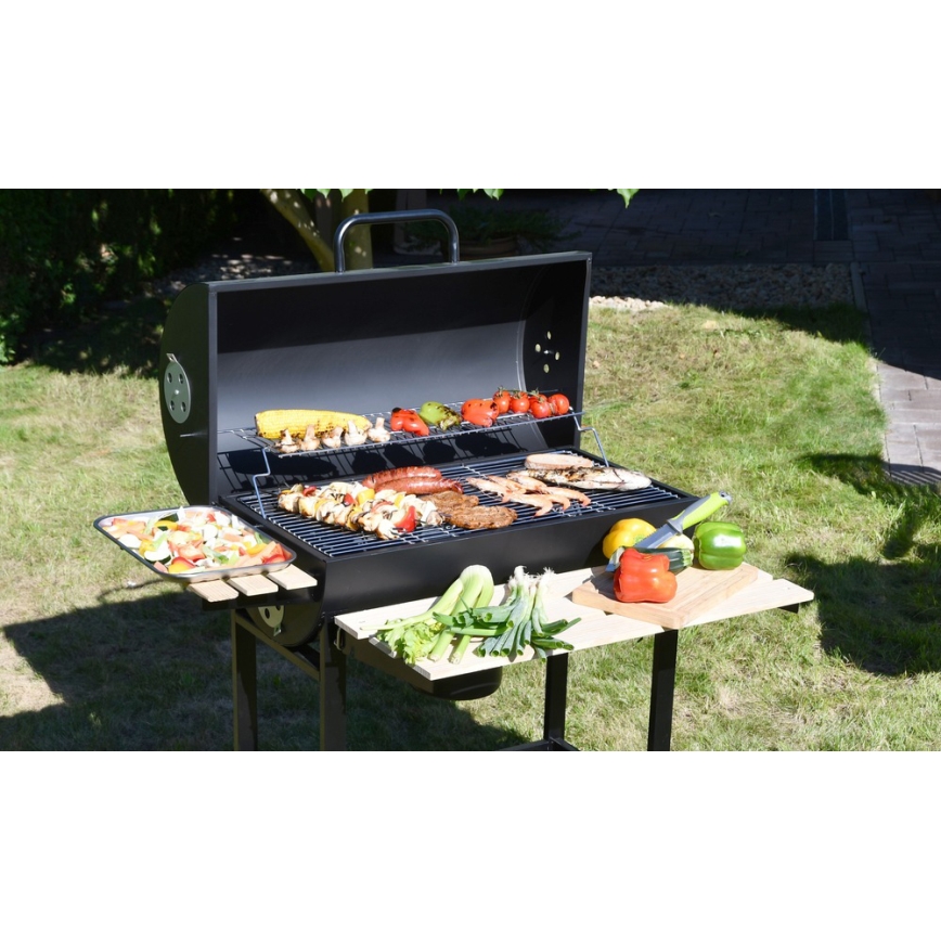Kolgrill svart/trä