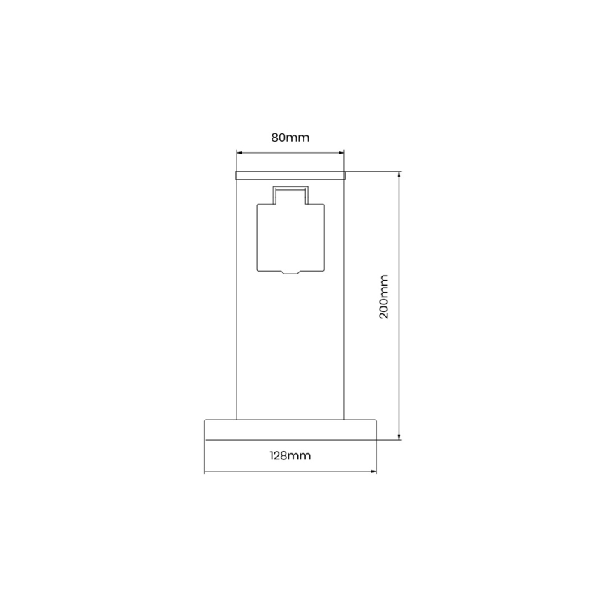 Kolumn med eluttag för utomhusbruk 1Z SCHUKO 230V IP44 20 cm svart