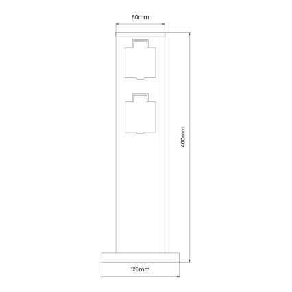 Kolumn med eluttag för utomhusbruk 2Z SCHUKO 230V IP44 40 cm svart
