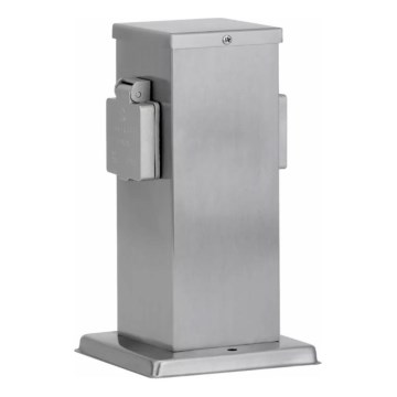 Kolumn med eluttag för utomhusbruk 2Z SCHUKO 230V matt krom IP44