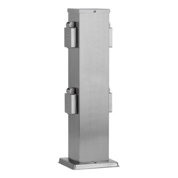 Kolumn med eluttag för utomhusbruk 4Z SCHUKO 230V matt krom IP44