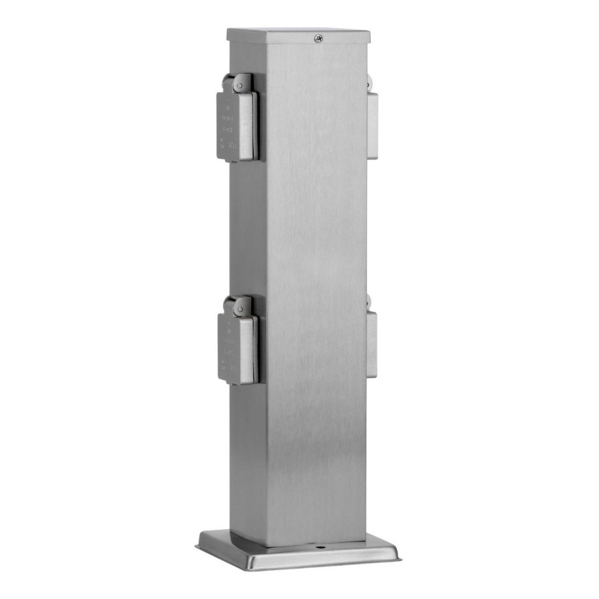 Kolumn med eluttag för utomhusbruk 4Z SCHUKO 230V matt krom IP44