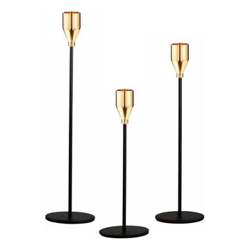 KOMPLETT 3x Ljus svart/guld