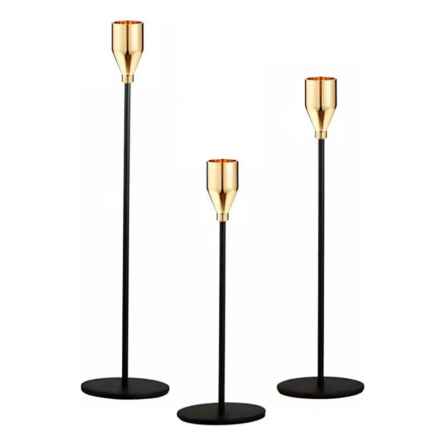 KOMPLETT 3x Ljus svart/guld