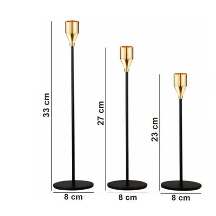 KOMPLETT 3x Ljus svart/guld