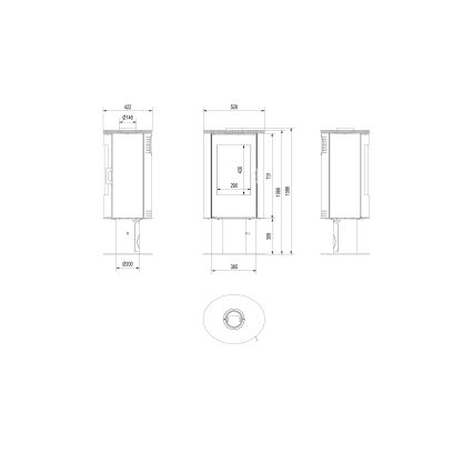 Kratki - Steel fireplace 8kW 150mm