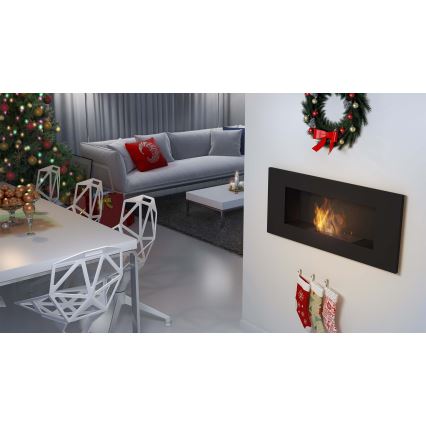 Kratki - Inbyggd BIO eldstad 40x90 cm 2kW svart
