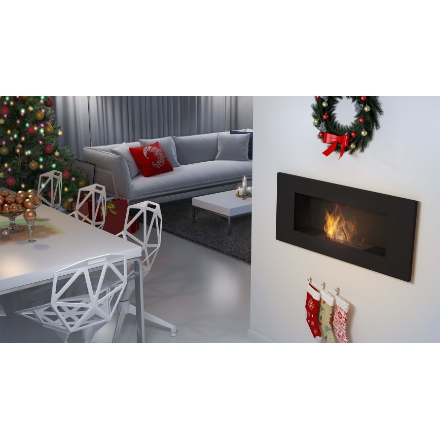 Kratki - Inbyggd BIO eldstad 40x90 cm 2kW svart