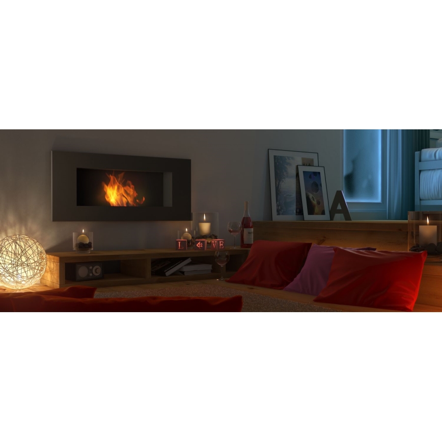 Kratki - Inbyggd BIO eldstad 40x90 cm 2kW svart
