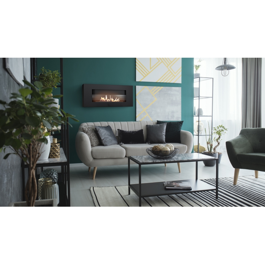 Kratki - Inbyggd BIO eldstad 40x90 cm 2kW svart
