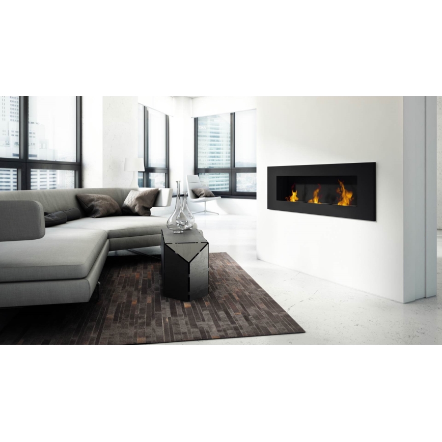 Kratki - Inbyggd BIO eldstad 40x120 cm 3x1,1kW svart