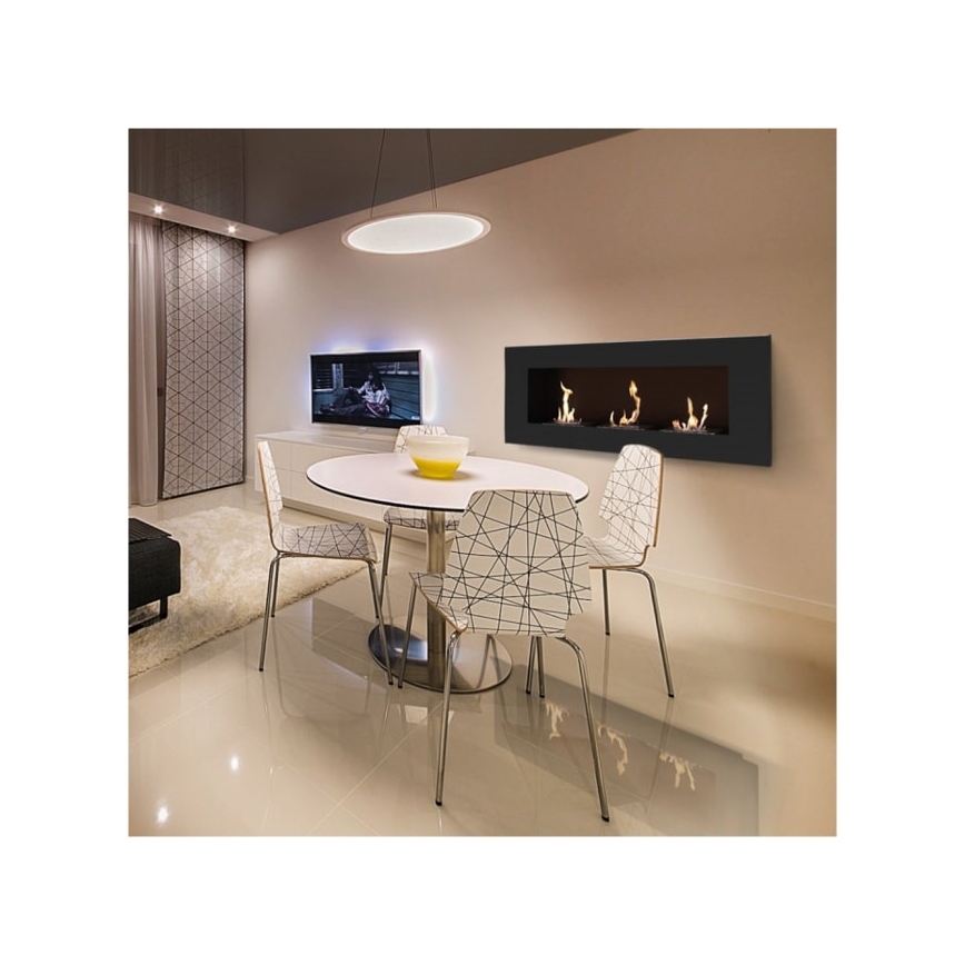 Kratki - Inbyggd BIO eldstad 40x120 cm 3x1,1kW svart