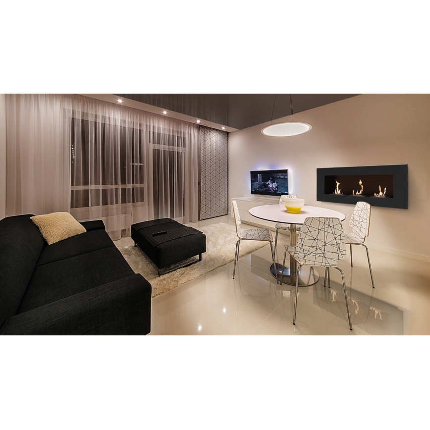 Kratki - Inbyggd BIO eldstad 40x120 cm 3x1,1kW svart