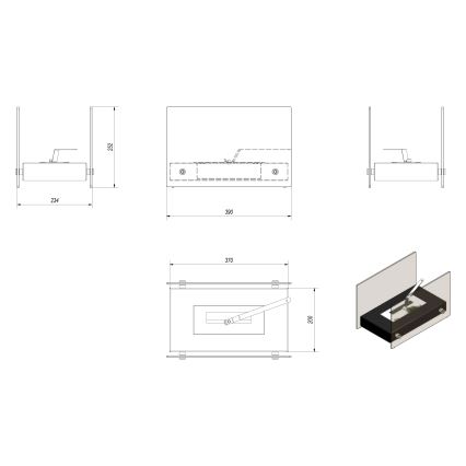 Kratki - BIO eldstad 25,2x39cm 1kW vit