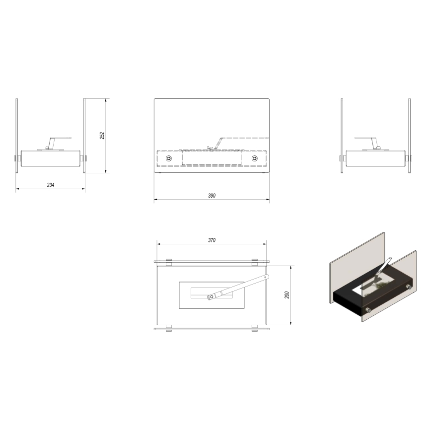 Kratki - BIO eldstad 25,2x39cm 1kW vit
