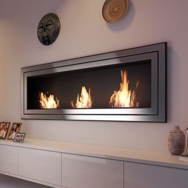 Kratki - Inbyggd BIO eldstad 65x180 cm 3x2,5kW skinande krom