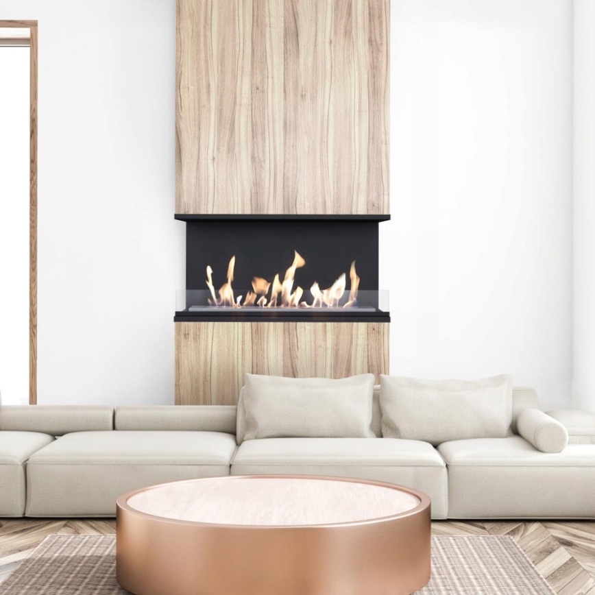 Kratki - Inbyggd biokamin 50x100 cm 3,5 kW svart