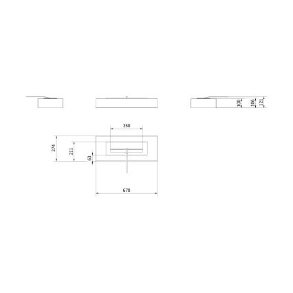 Kratki - BIO eldstad 10x67 cm 3kW svart