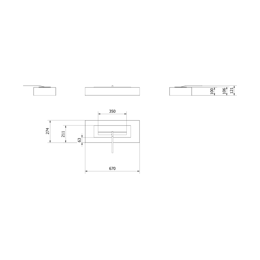 Kratki - BIO eldstad 10x67 cm 3kW svart