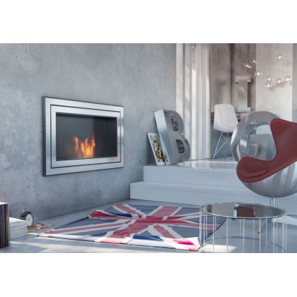 Kratki - Inbyggd BIO eldstad 65x180 cm 3x2,5kW skinande krom