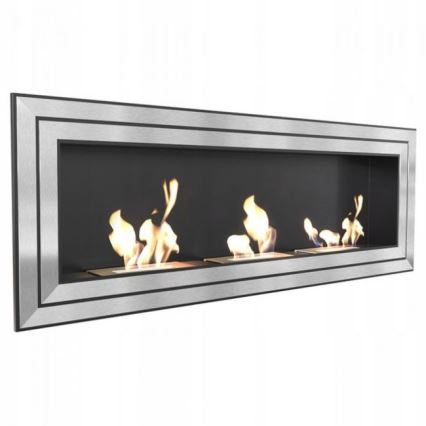 Kratki - Inbyggd BIO eldstad 65x180 cm 3x2,5kW skinande krom